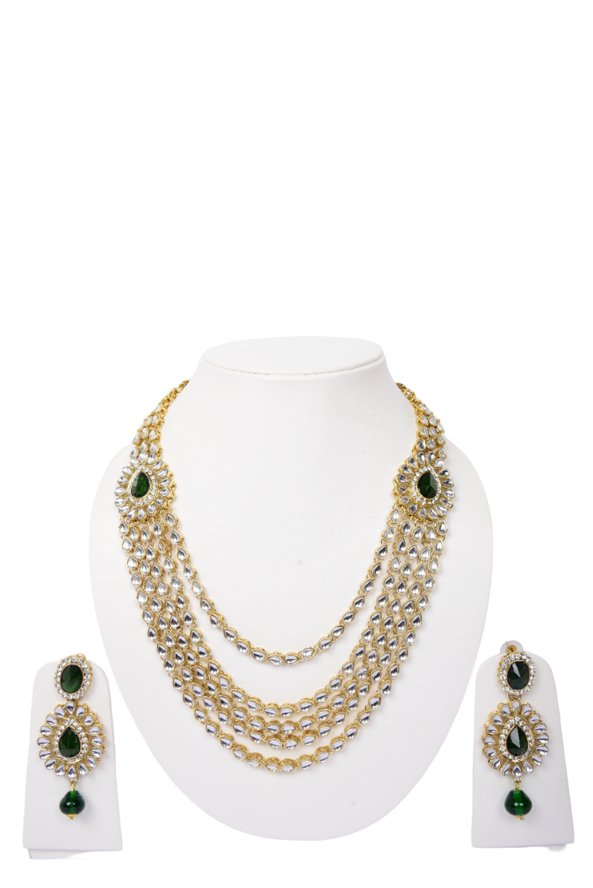 Namokriti Designer Multi-Strand Kundan Necklace Set with Earrings | Wedding & Festive Wear
